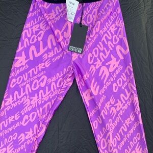 Versace Jeans Collection Purple Leggings with Bold Pattern